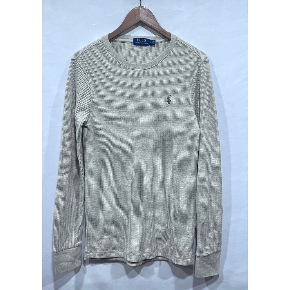 Polo Ralph Lauren‎ Men's Shirt M in Cream Thermal Waffle Slim Fit Long Sleeve